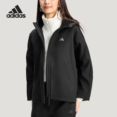 Adidas/阿迪达斯正品2025冬季款女士日常连帽宽松休闲外套KS2782