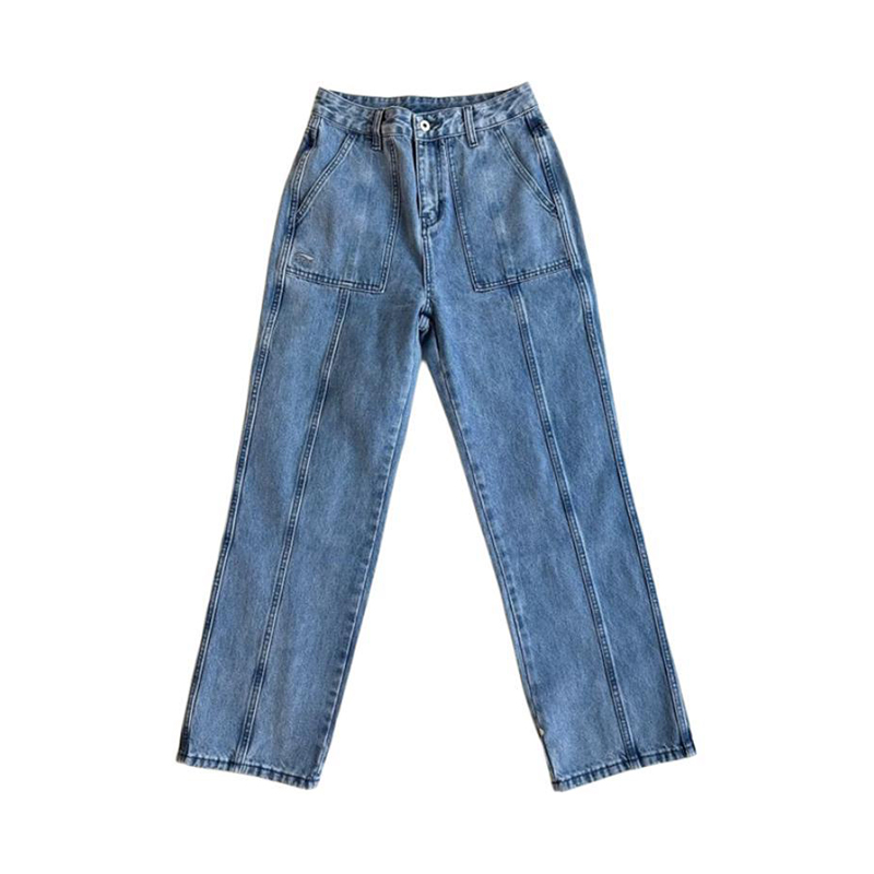 李宁正品2025新款男女同款经典复古休闲直筒牛仔长裤AJQT390-1