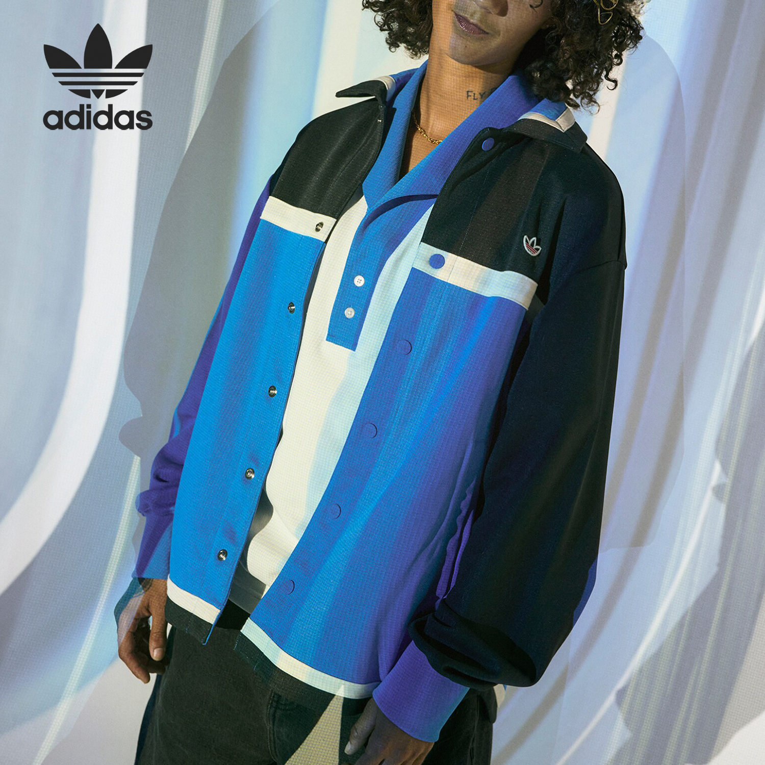 Adidas/阿迪达斯正品三叶草男女户外拼接时尚宽松外套IY8665