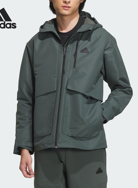 Adidas/阿迪达斯正品新款男士加绒保暖梭织连帽外套IT3952