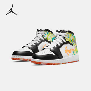 Nike/耐克正品AIR JORDAN 1 MID SE AJ1大童休闲鞋DJ6563-038
