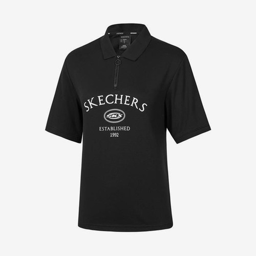 Skechers/斯凯奇正品2024新款女士透气休闲针织短袖POLO衫