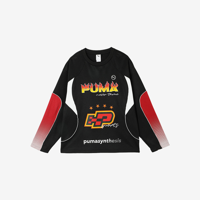 Puma/彪马正品LONGSLEEVE男女同款廓形拼接宽松印花长袖T恤