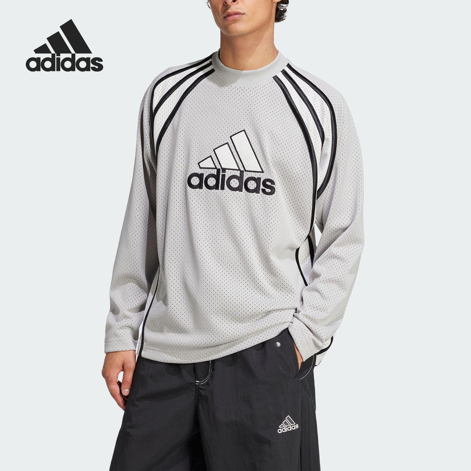 Adidas/阿迪达斯正品2025男士经典宽松拼接运动透气T恤JD5375