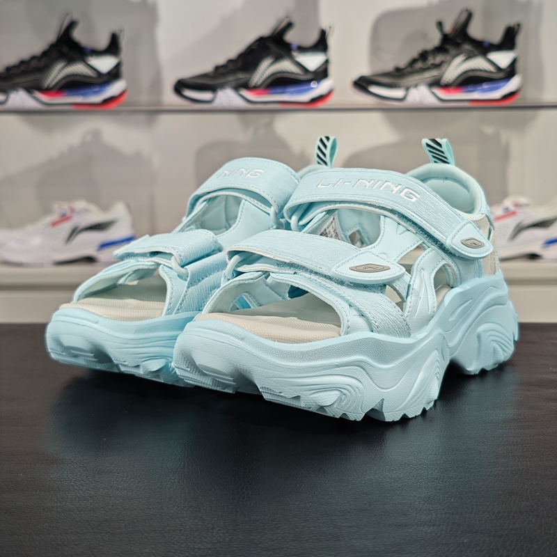 李宁正品春季新款SOFT COCA女子反光魔术贴缓震防滑凉鞋AGUU002-5