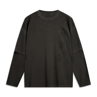 AHSU779 文化衫 李宁正品 篮球系列男子简约圆领百搭舒适透气长袖