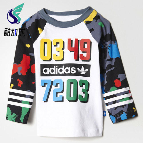 Adidas/阿迪达斯正品三叶草印花长袖T恤经典新款长袖T恤AY8559
