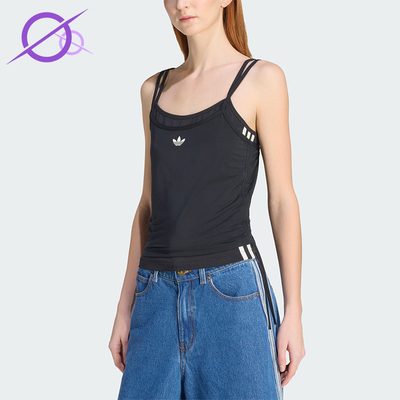 Adidas/阿迪达斯正品三叶草女士运动针织修身吊带背心T恤KW4524