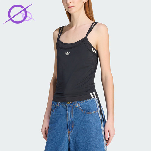 Adidas/阿迪达斯正品三叶草女士运动针织修身吊带背心T恤KW4524