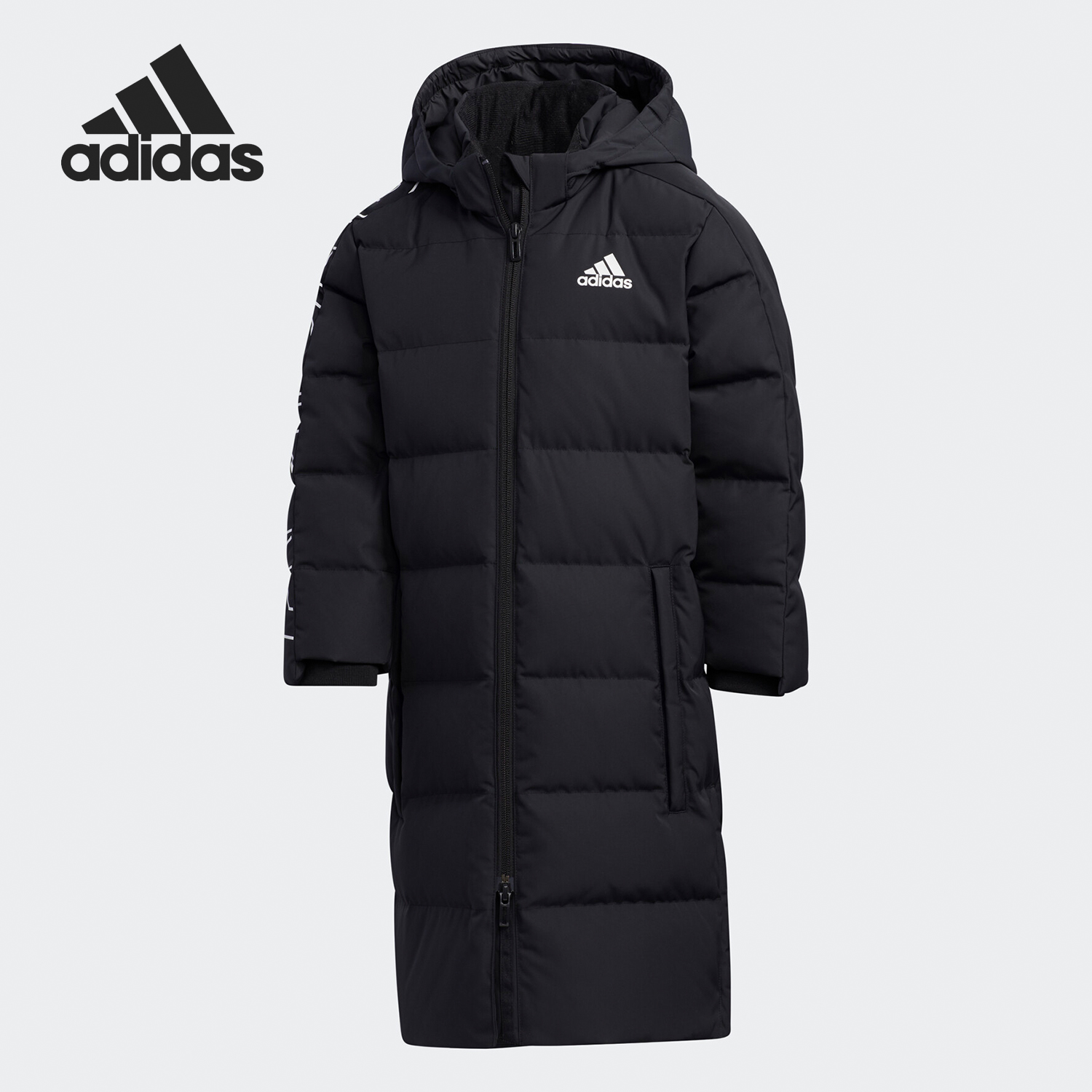 Adidas/阿迪达斯正品儿童保暖连帽运动长款鸭绒羽绒服GL1338