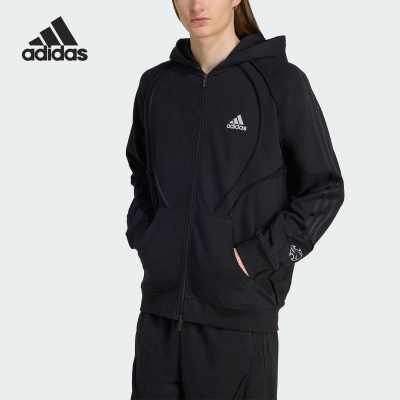 Adidas/阿迪达斯正品XL新款女黑色运动经典休闲连帽外套KF8527
