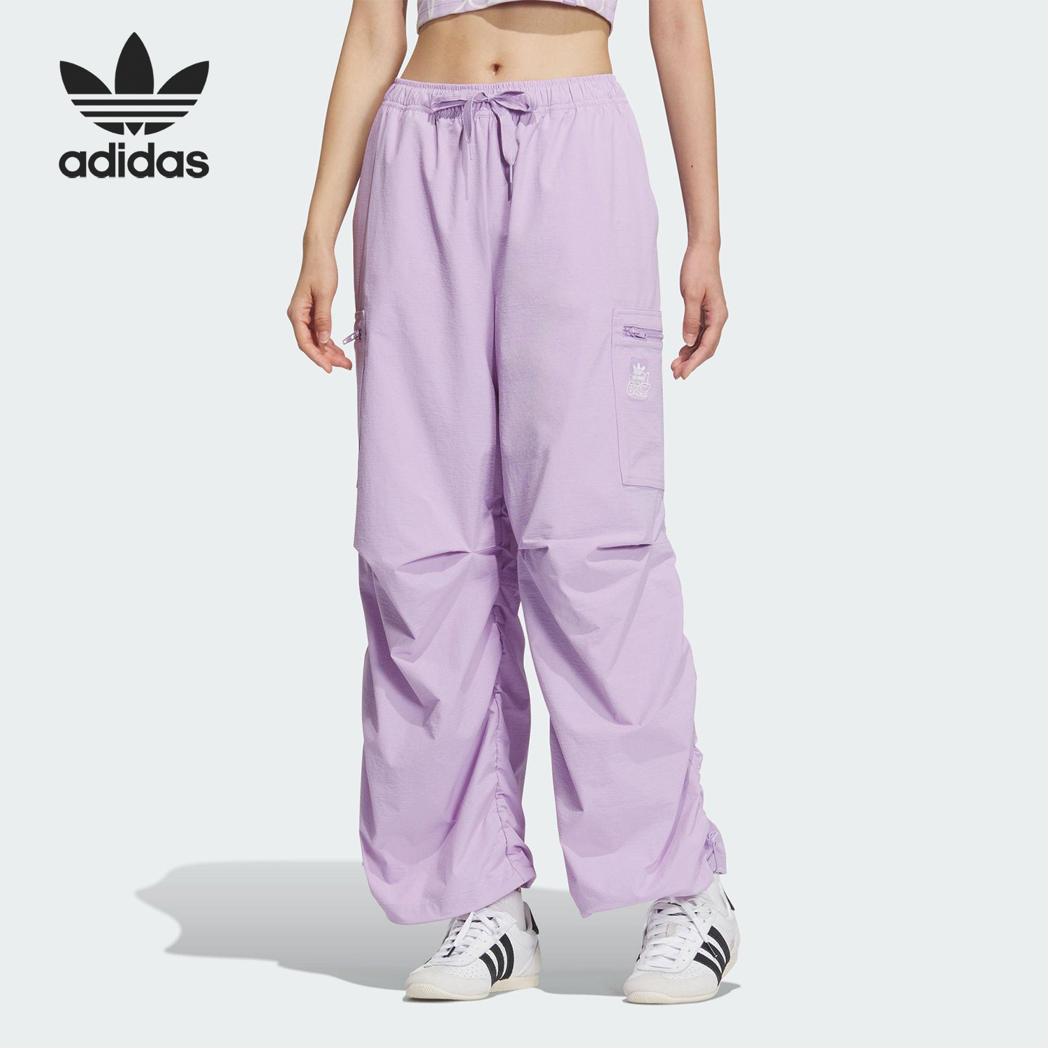 Adidas/阿迪达斯正品三叶草女士宽松抽绳直筒运动裤JN1685