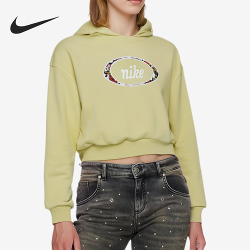 Nike/耐克正品女士休闲短款连帽复古运动舒适卫衣DJ1085-318