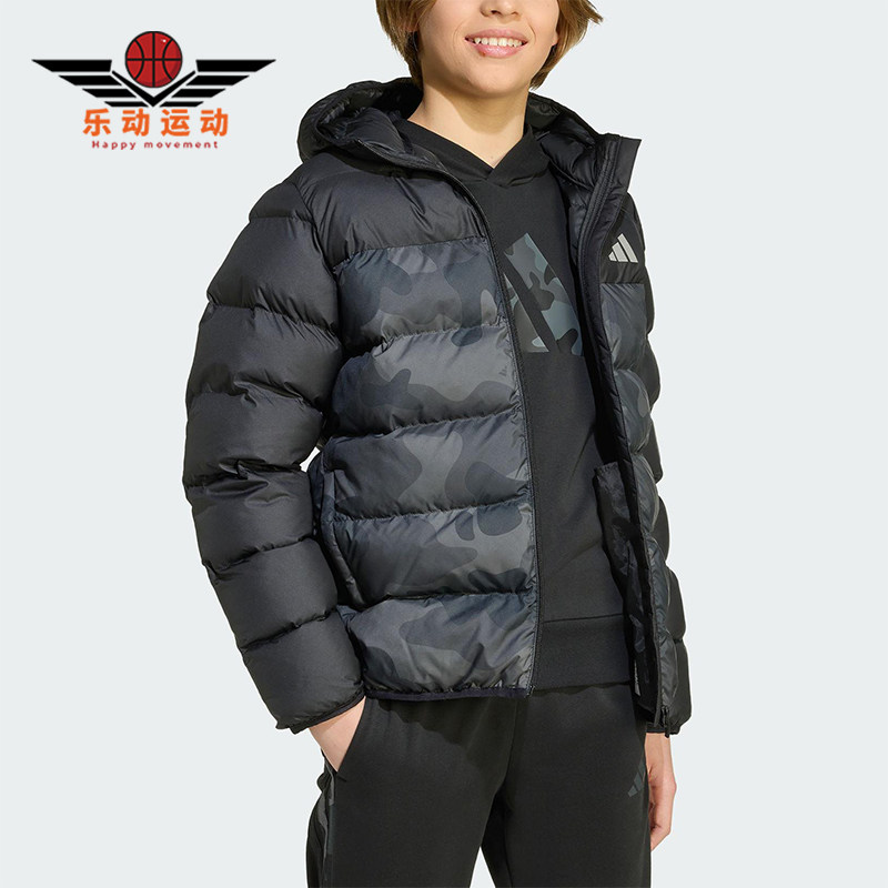 Adidas/阿迪达斯正品冬季大童防风保暖休闲印花连帽羽绒服JL7399,童装/婴儿装/亲子装,棉袄/棉服,淘宝优惠券,粉丝福利购,淘宝优惠卷