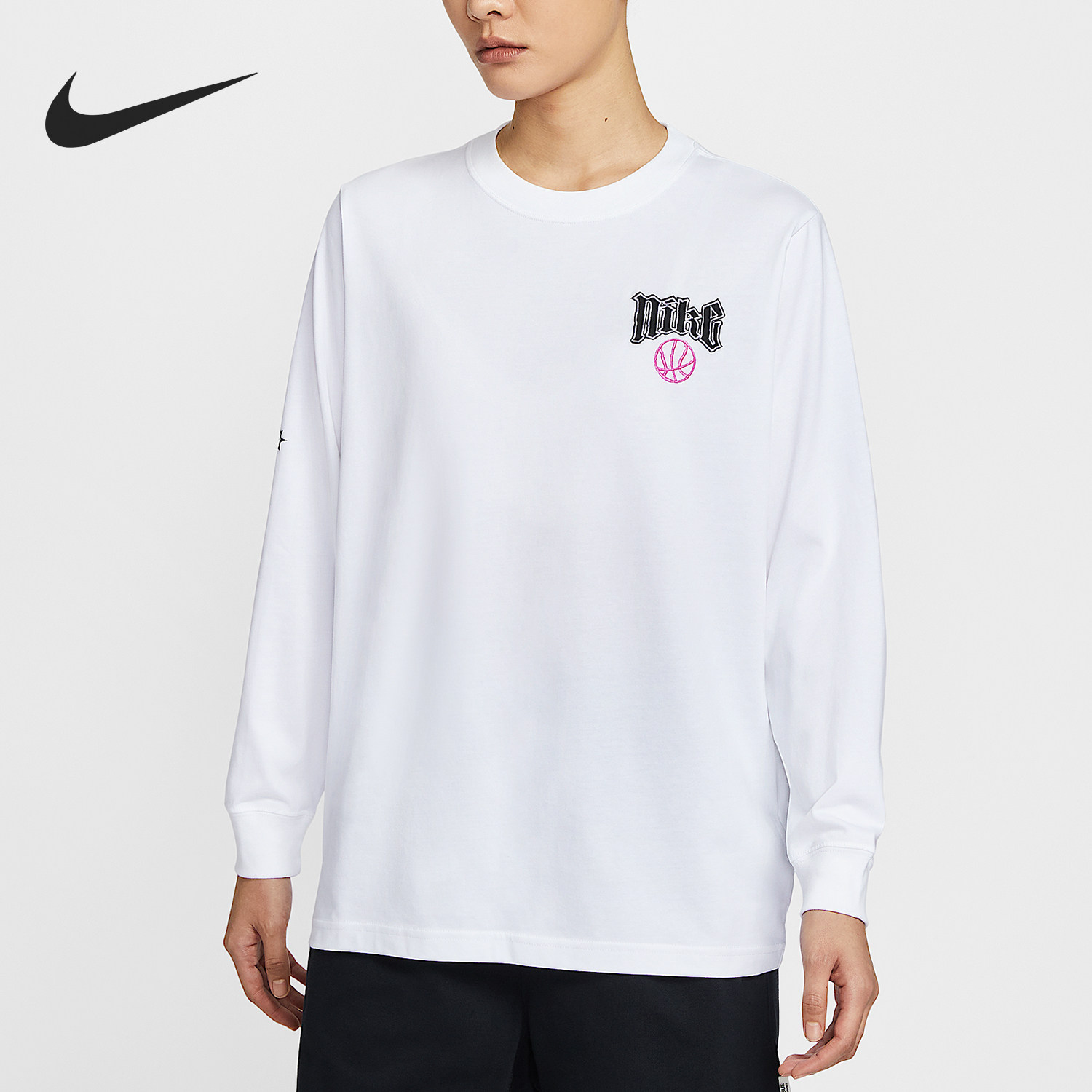 Nike/耐克正品Dri-FIT女士针织宽松运动篮球长袖上衣HV6997-100