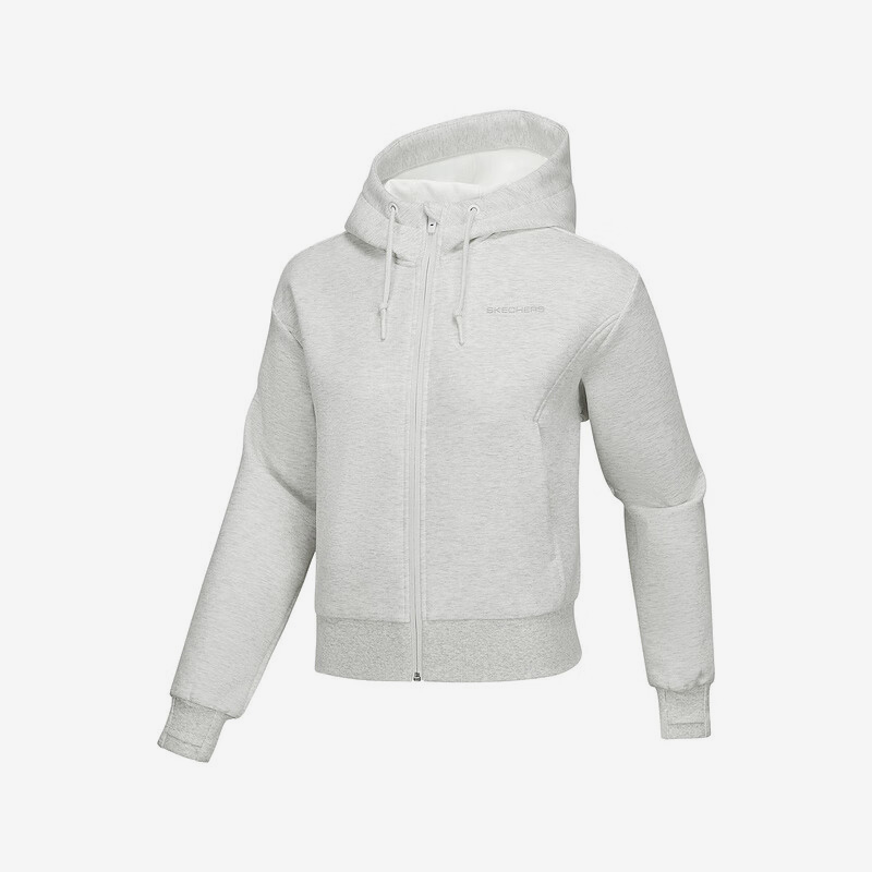 Skechers/斯凯奇正品春季新款女士运动连帽短款休闲针织外套