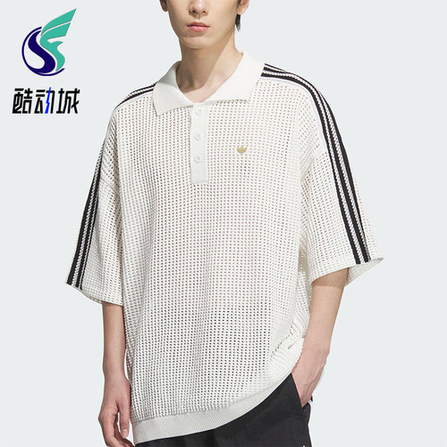 Adidas/阿迪达斯正品三叶草男士运动宽松休闲透气翻领短袖KF0403