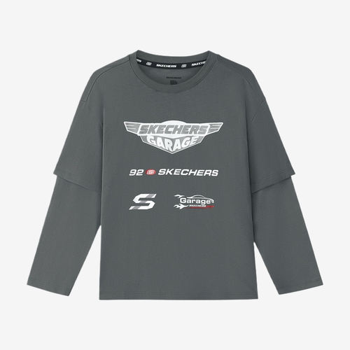 Skechers斯凯奇正品儿童款赛车图案圆领长袖T恤L326K085-006L