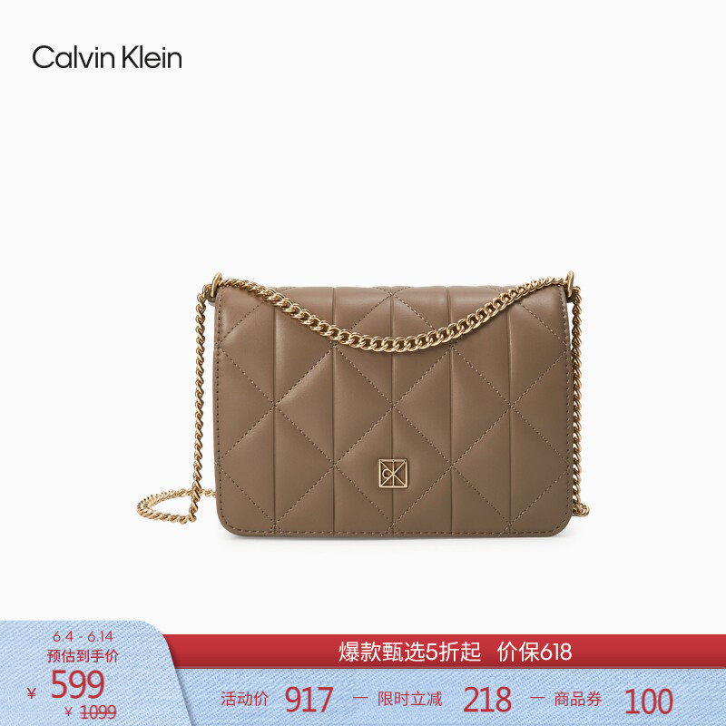 CK女包春夏气质优雅休闲通勤金属老花字母单肩斜挎链条方包礼物