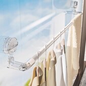 吸盘伸缩晾晒杆免打孔固定晾衣架卫生间撑杆伸缩挂杆阳台固定神器