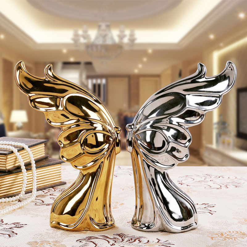 厂家直销景德镇陶瓷工艺品创意金色客厅家居玄关装饰电镀蝴蝶摆件