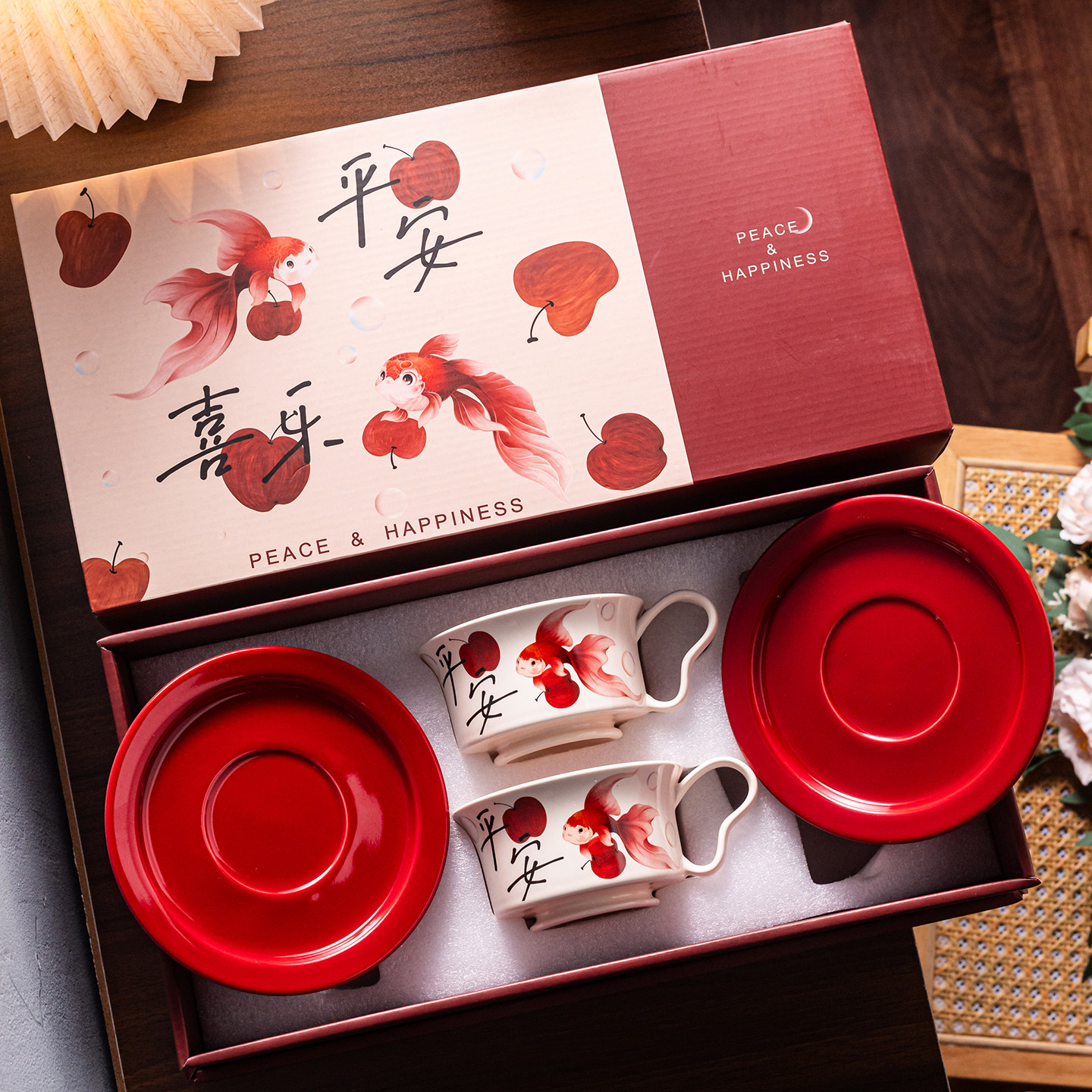 喜庆婚庆结婚送礼物陶瓷杯具套装咖啡杯碟礼品礼盒装朋友闺蜜礼品