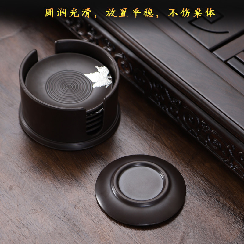 功夫茶杯垫套f装电木日式垫隔热垫镶锡荷叶茶道配件家用茶壶茶托