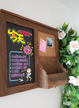 创意实木挂式小黑板 复古家用z电表箱遮挡装饰 店铺用田园风软木