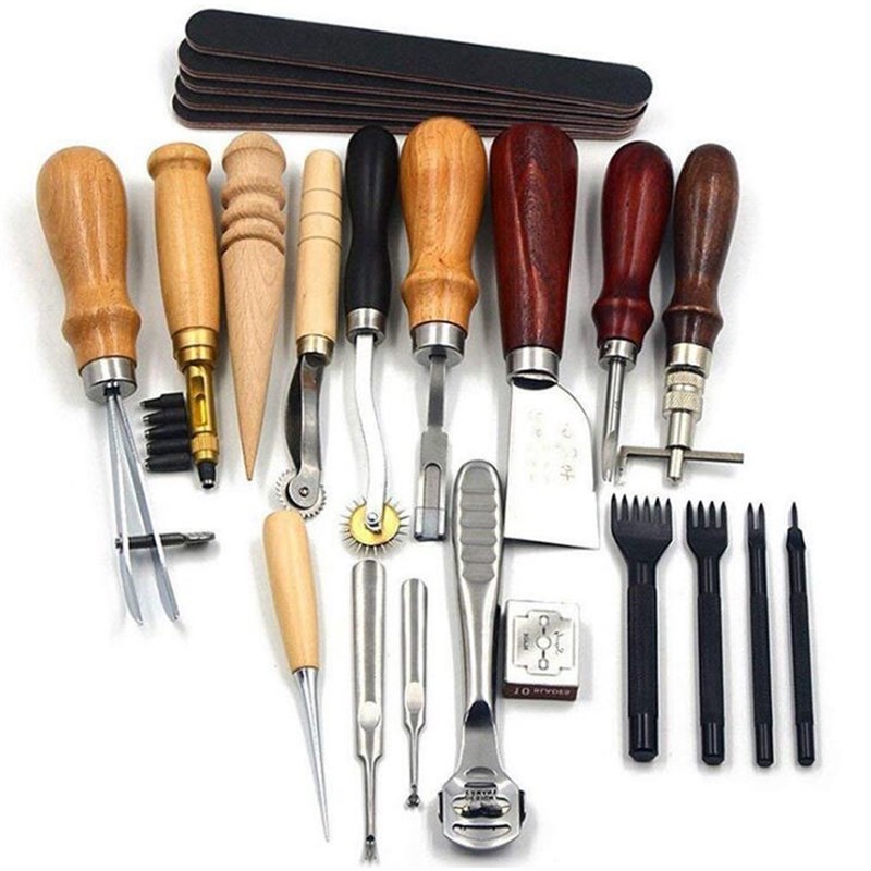 利得DIYc皮革工具套装18件套手工钱包皮具手缝入门套装皮革皮艺10