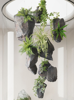 仿真石头悬浮泡沫石头悬挂假石头道具PU材质室R内造景创意装饰摆