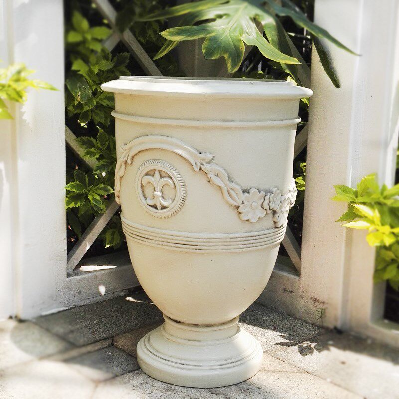 欧式花盆白色圆形室内样板间装饰摆件G玻璃钢户外落地创意大罗马