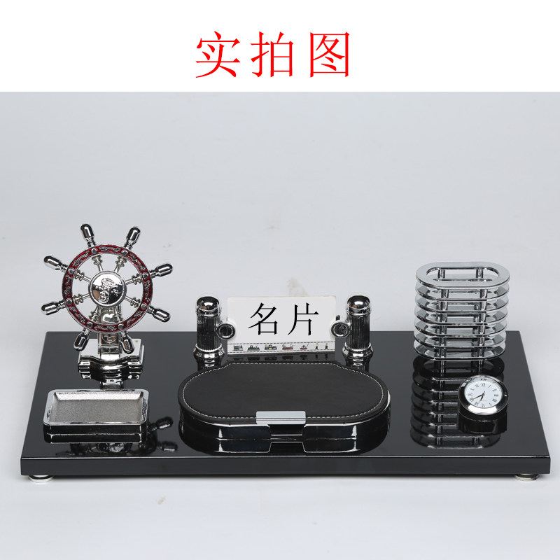 办公室桌面笔筒摆件高档木质台历A领导领航舵红木台历架送领导礼