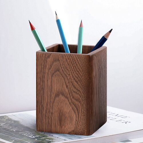 黑胡桃实木笔筒办l公室桌面摆件大容量创意木制笔座木质笔架收纳