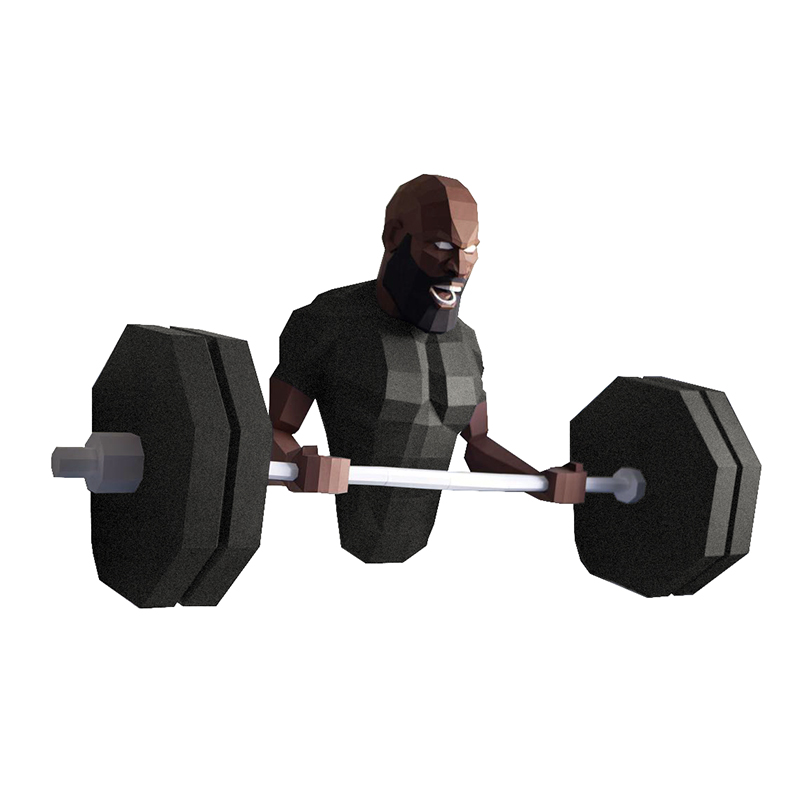 等身比大型健身房撸铁主题举重杠铃墙壁大型N立体装饰纸艺模型壁