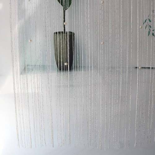 珠帘门帘塑料珍珠帘化妆室客厅玄D关隔断窗挂帘银丝线帘流苏帘子