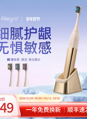 Allegro爱丽歌电动牙刷琥珀金成人软毛轻奢简约护龈牙刷圣诞礼物