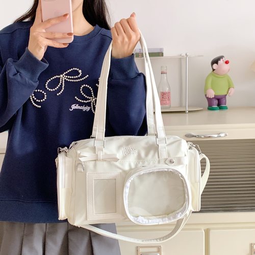 馒头猫痛包小卡蝴蝶结JK少女二次元肩斜挎包痛娃包波罗包肥士顿