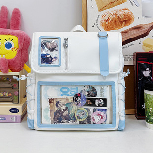 背包女 吧唧大容量双肩包时尚 日系新款 ins书包透明痛包学生二次元