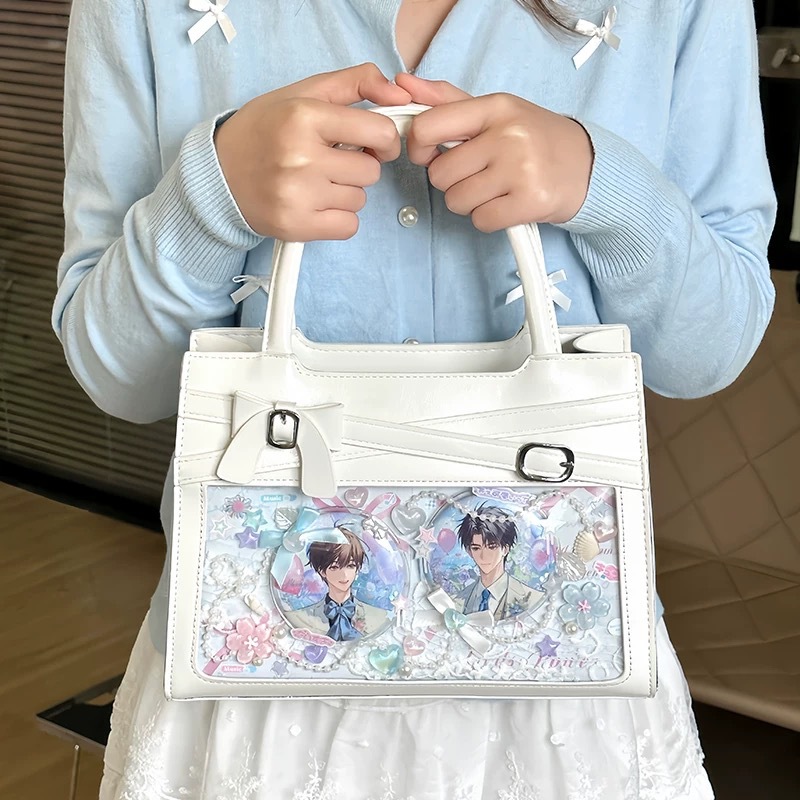 原创百搭甜美日系斜挎吧唧透明小食量二次元单肩痛包【洛芙结】