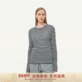 长袖 GOLDEN BARRY25秋日常舒适休闲天丝绵羊毛条纹打底衫 T202498