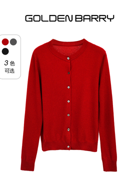 GOLDEN BARRY金和百瑞25冬季经典气质休闲羊毛圆领开衫243063