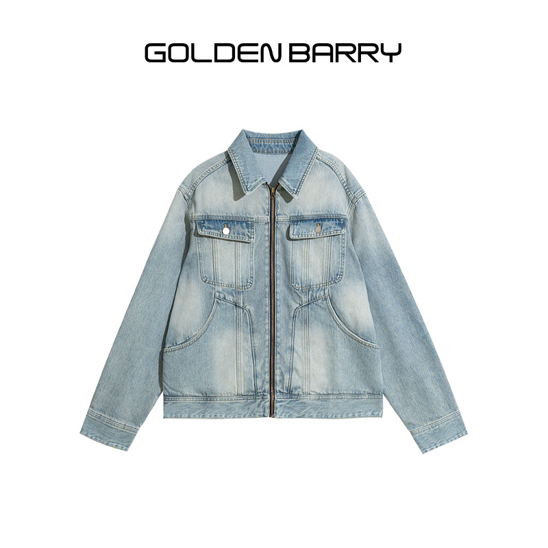 GOLDEN BARRY25秋冬复古工装袋牛仔夹克120116