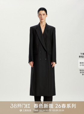 【100绵羊毛】GOLDEN BARRY26早春简约双排扣气质毛呢大衣142107