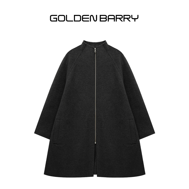 秋冬氛围感韩系中长款双面呢大衣