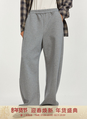 【纯棉】GOLDEN BARRY25冬休闲百搭极简气质加绒镰刀裤卫裤552025