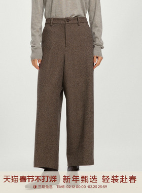 【羊毛混纺】GOLDEN BARRY25冬日常通勤建筑系九分直筒裤572018