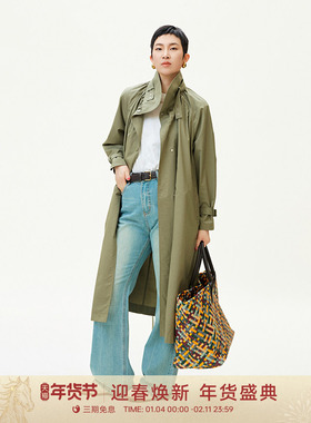 GOLDEN BARRY金和百瑞经典廓形立领绵羊毛风衣外套110040