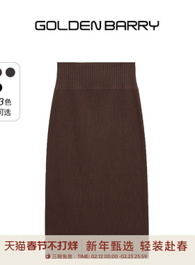 GOLDEN BARRY金和百瑞2025年冬季长款绵羊毛宽腰头半身裙314052