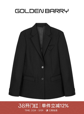 GOLDEN BARRY26春经典基础气质潮流休闲百搭黑色西装女100152