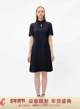 GOLDEN BARRY古典美精致短款收腰旗袍裙子夏女2025新款301281